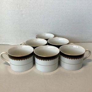 Ralph Lauren Hastings Chocolate Ebony Flat Cup Mug Ceramic - Set Of 6